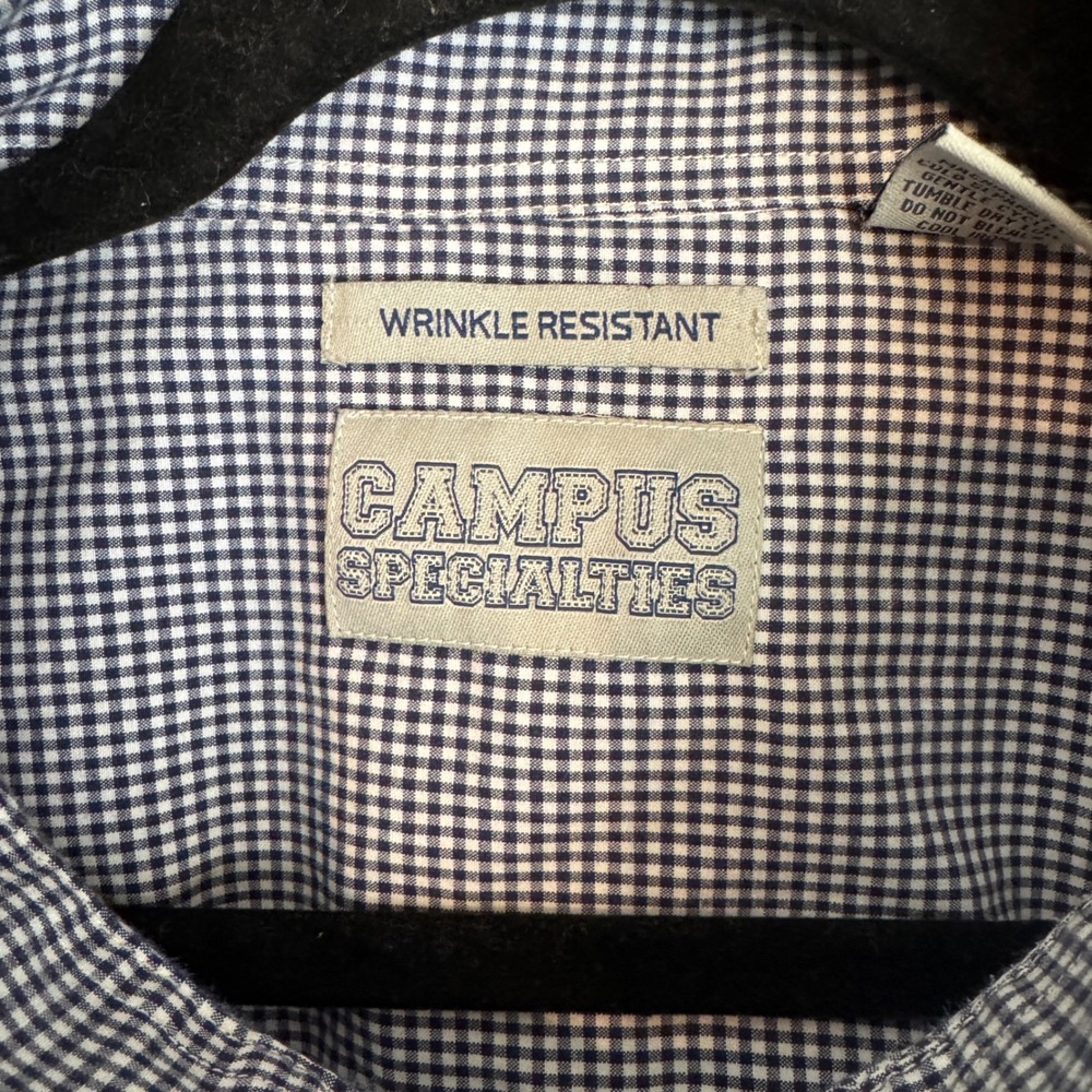 Campus Specialties Navy Blue Gingham Button Down Shirt Mens XXL - Picture 4 of 12